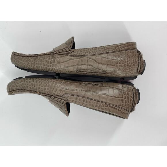 Cole Haan Trillby Driver Moc Penny Loafers Taupe Snake Print Leather Preppy - Picture 4 of 5